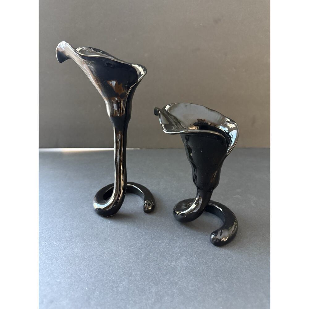 Vintage Fitz & Floyd Calla Lilly Vase Candle Holder (2) Porcelain Hand Painted